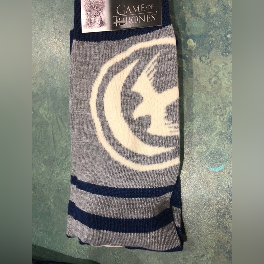 GoT Games of Thrones grey blue‎ “high as honor” printed crew socks new